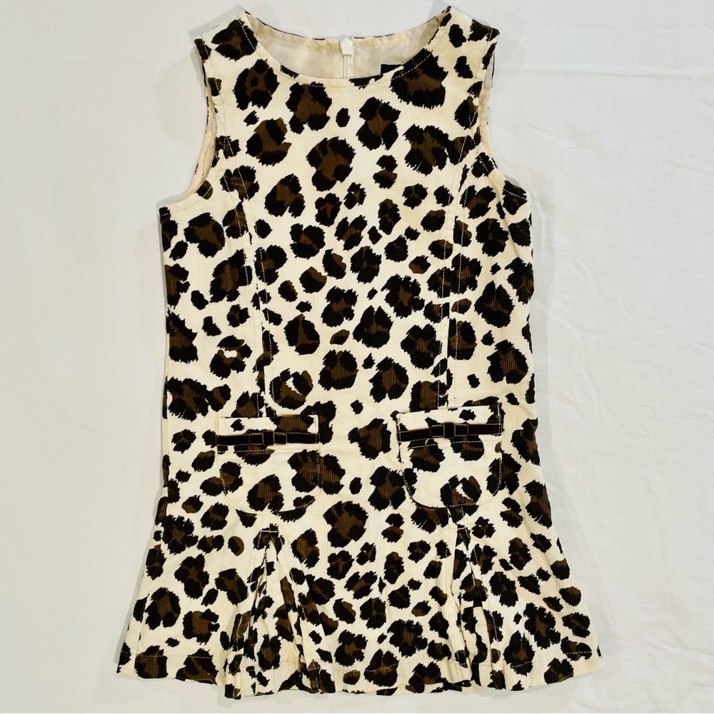 New Mini Boden Jumper Dress Girls 4-5Y 4T Animal Print Corduroy Leopard Pinafore